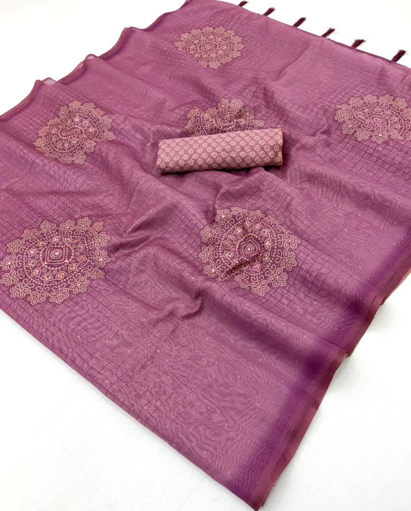 Rajyog Rang Chanderi Linen Bandhej Printed Saree Collection 8