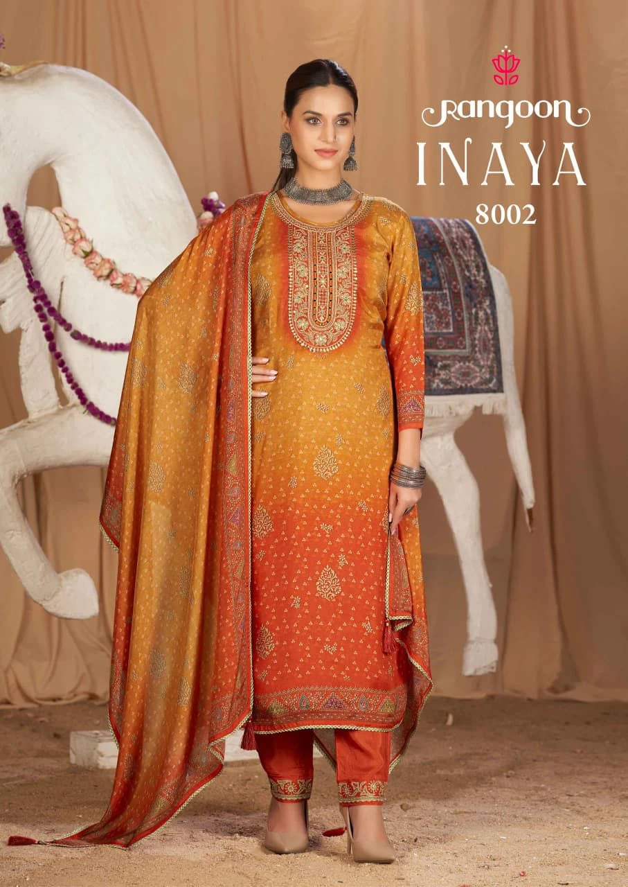 Rangoon INAYA Pure Muslin Suit With Aari Work & Swarovski Diamond Work 3