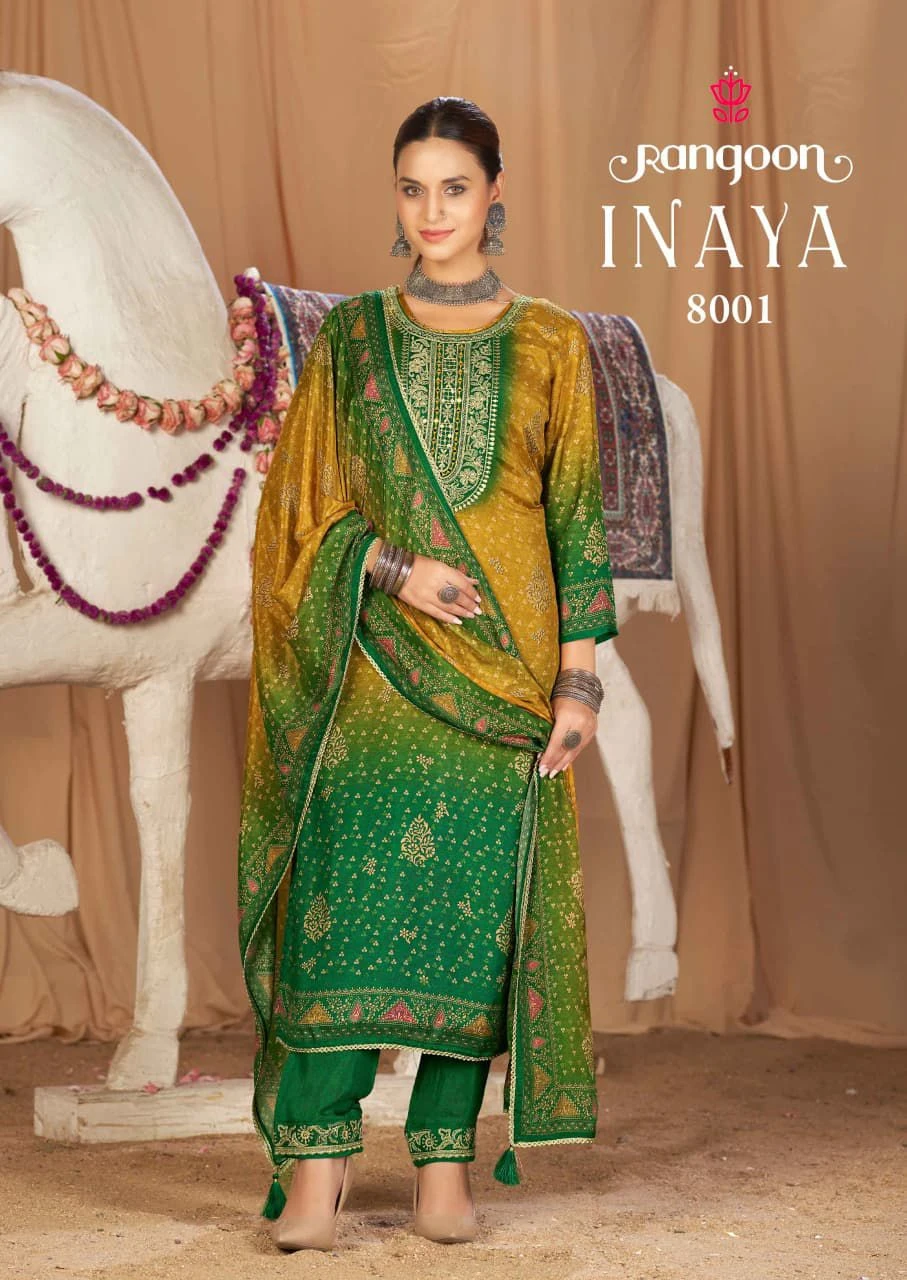 Rangoon INAYA Pure Muslin Suit With Aari Work & Swarovski Diamond Work 7
