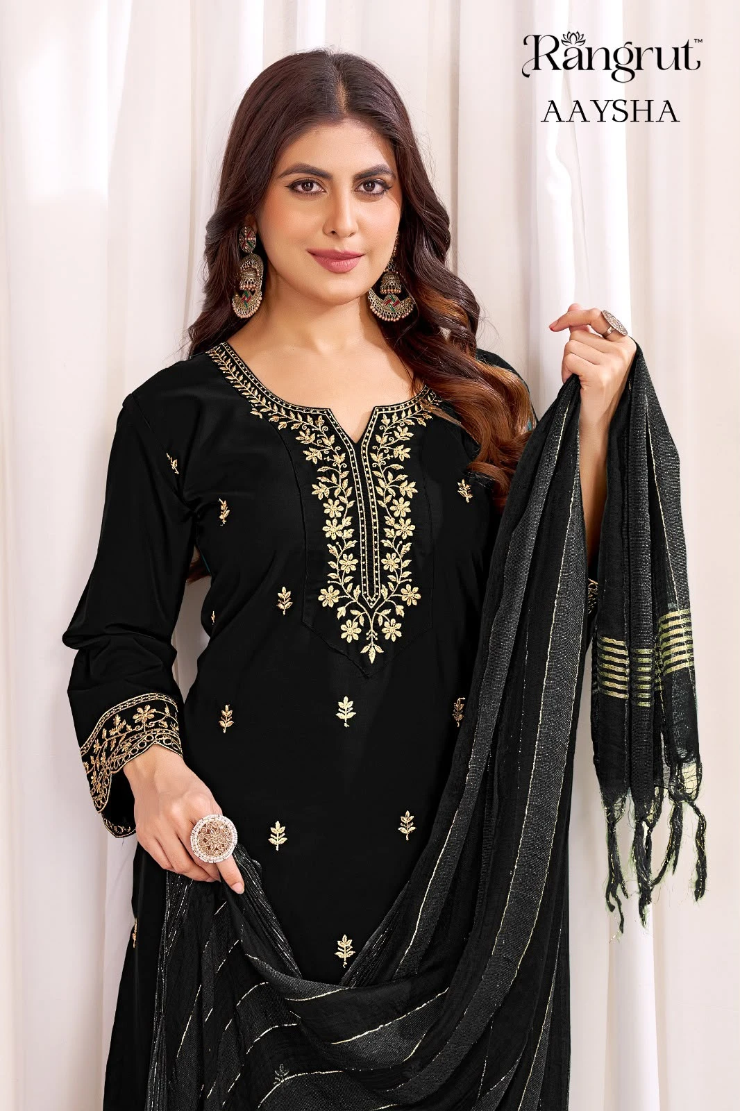 Rangrut Aaysha Malai Crape With Emroidery Work Readymade Suits 1