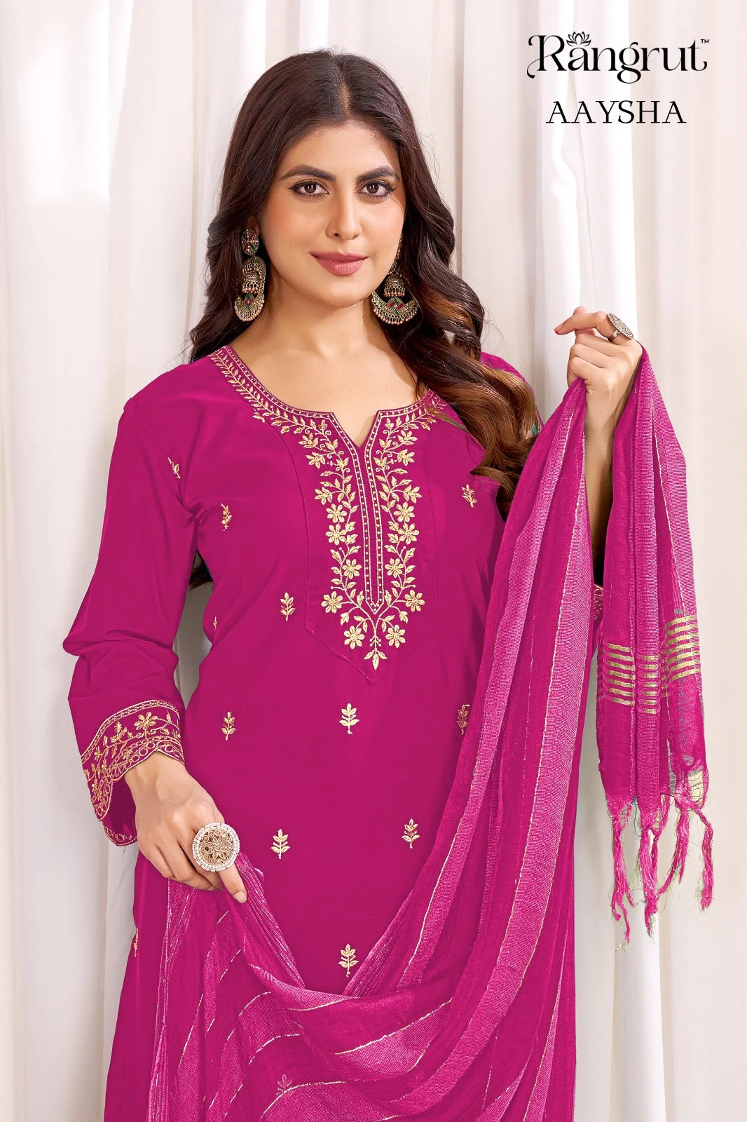 Rangrut Aaysha Malai Crape With Emroidery Work Readymade Suits 10