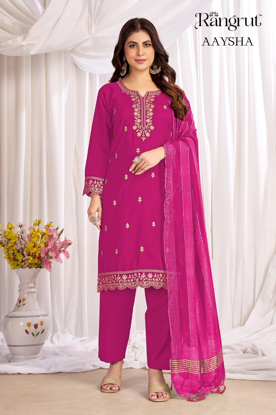 Rangrut Aaysha Malai Crape With Emroidery Work Readymade Suits 11