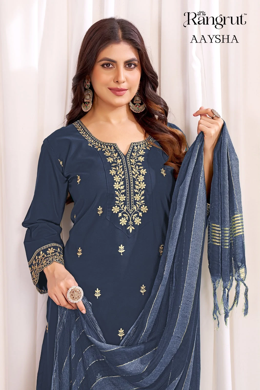 Rangrut Aaysha Malai Crape With Emroidery Work Readymade Suits 12