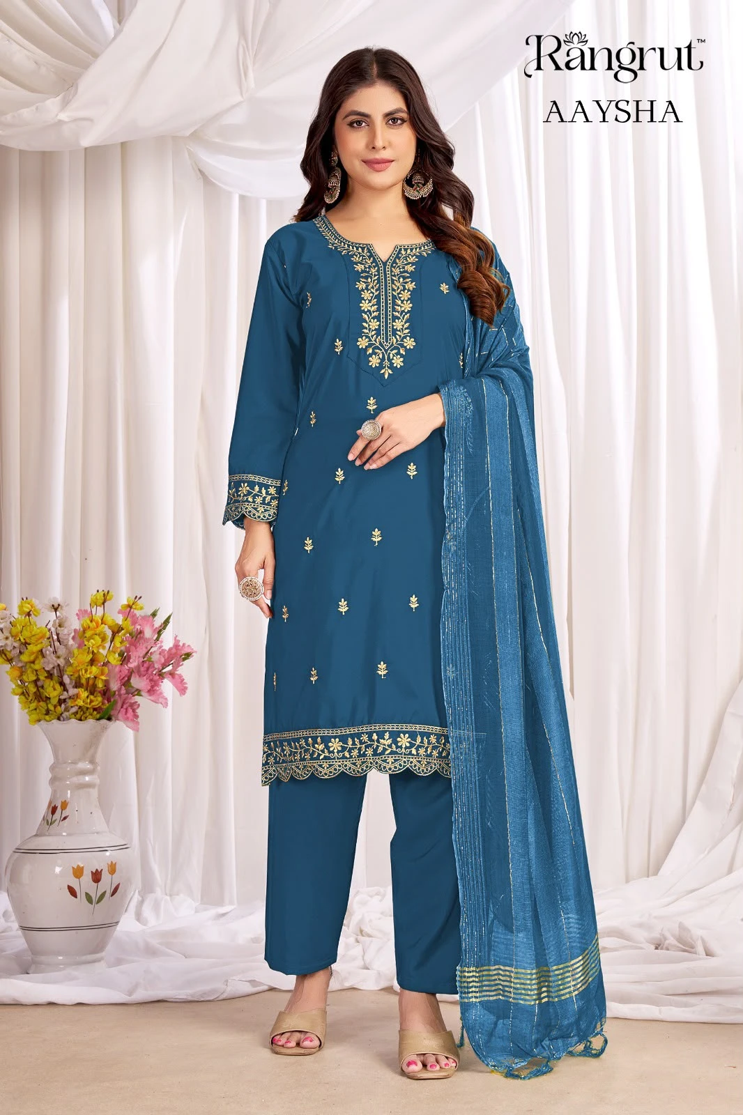 Rangrut Aaysha Malai Crape With Emroidery Work Readymade Suits 13