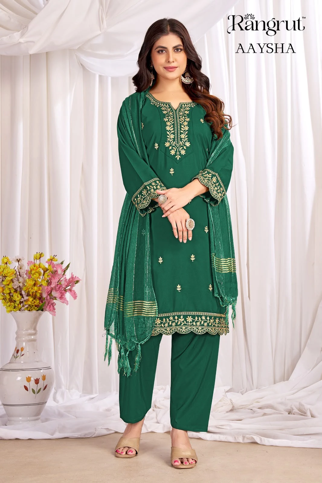 Rangrut Aaysha Malai Crape With Emroidery Work Readymade Suits 2