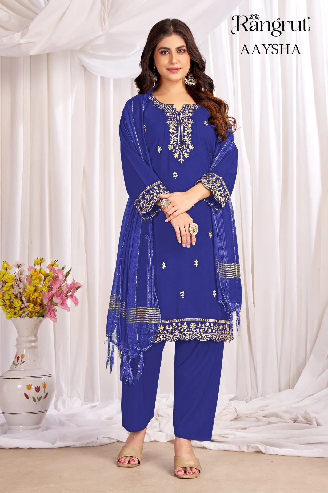 Rangrut Aaysha Malai Crape With Emroidery Work Readymade Suits 3