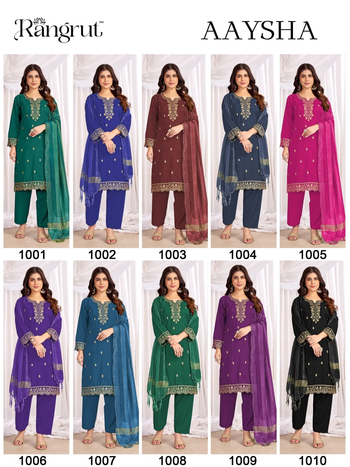 Rangrut Aaysha Malai Crape With Emroidery Work Readymade Suits 6