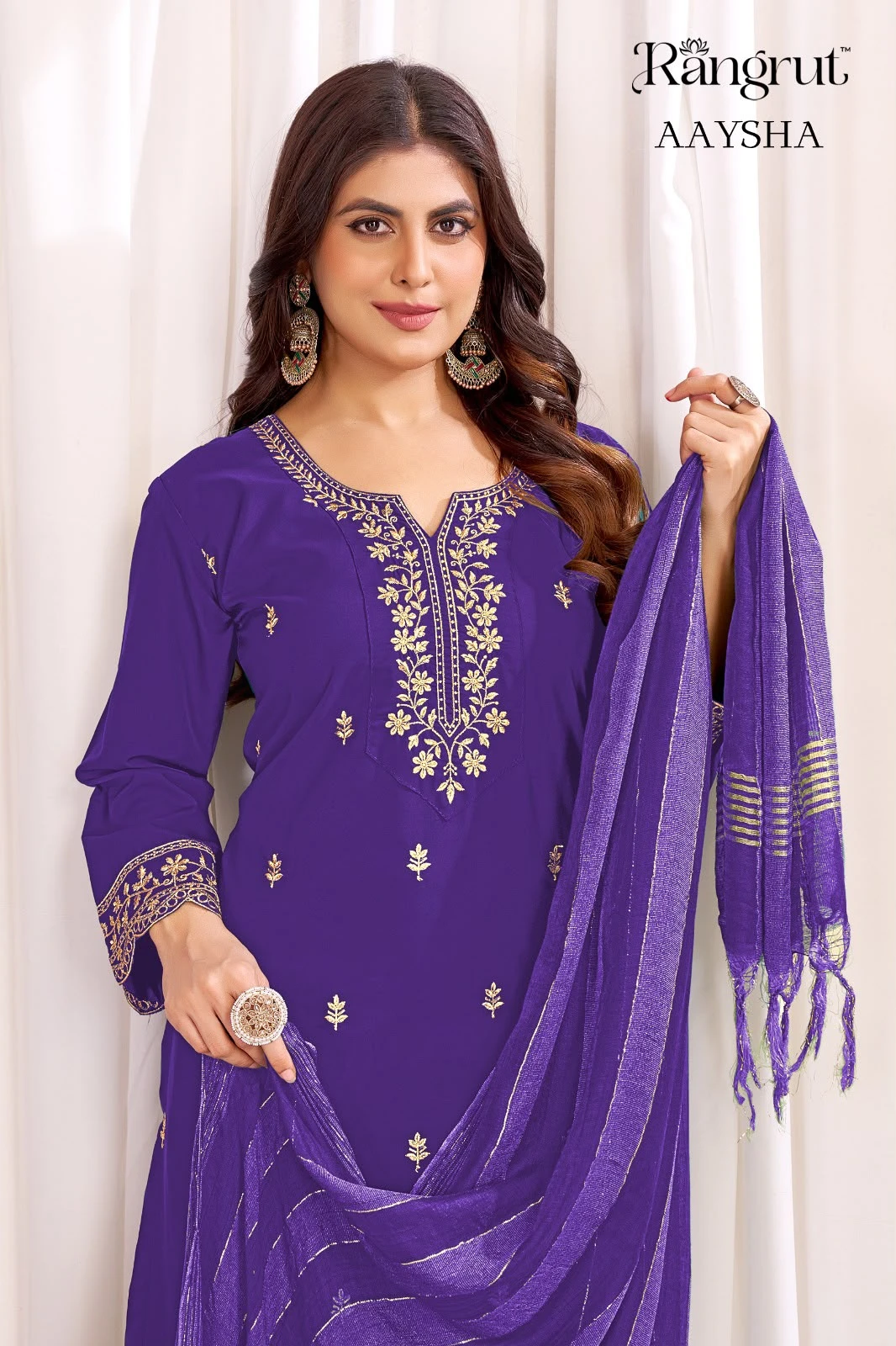 Rangrut Aaysha Malai Crape With Emroidery Work Readymade Suits 7