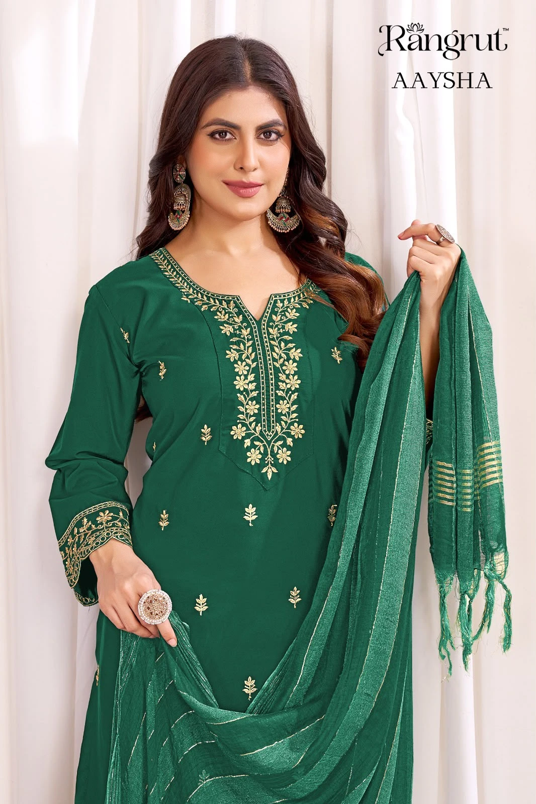 Rangrut Aaysha Malai Crape With Emroidery Work Readymade Suits 8