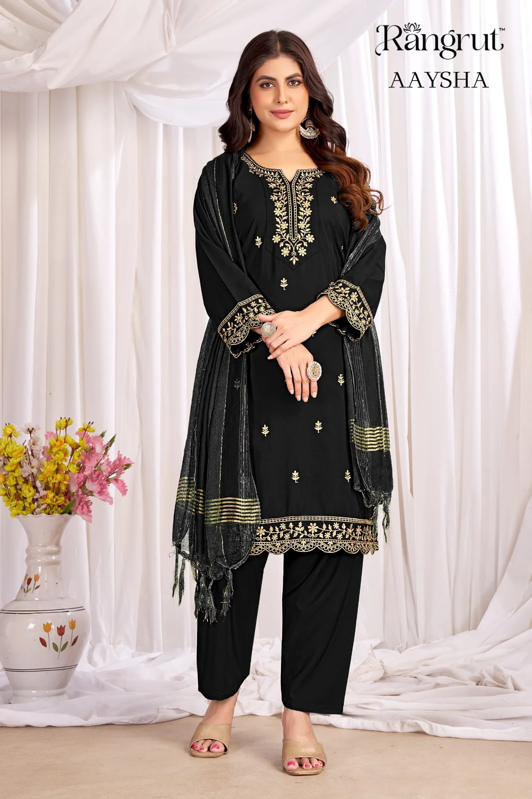Rangrut Aaysha Malai Crape With Emroidery Work Readymade Suits 9