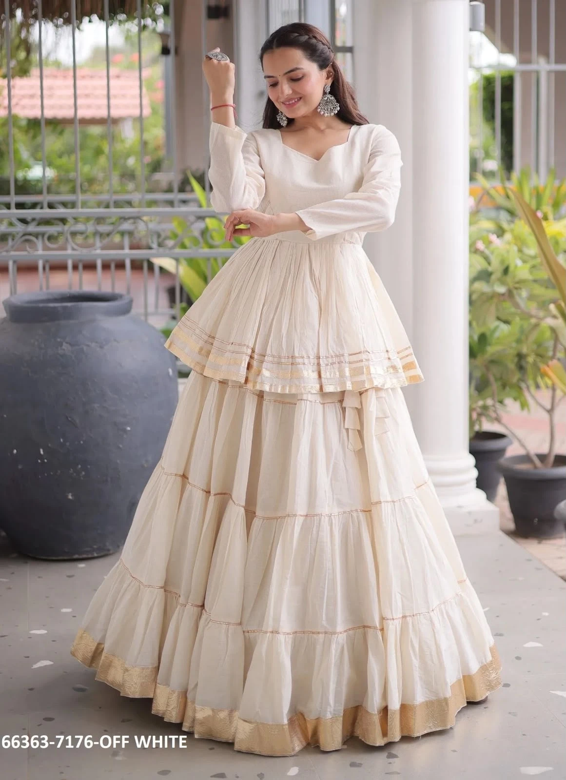 Reyon Cotton Peplum Lehenga Choli With Gota Patti And Lace Work 1