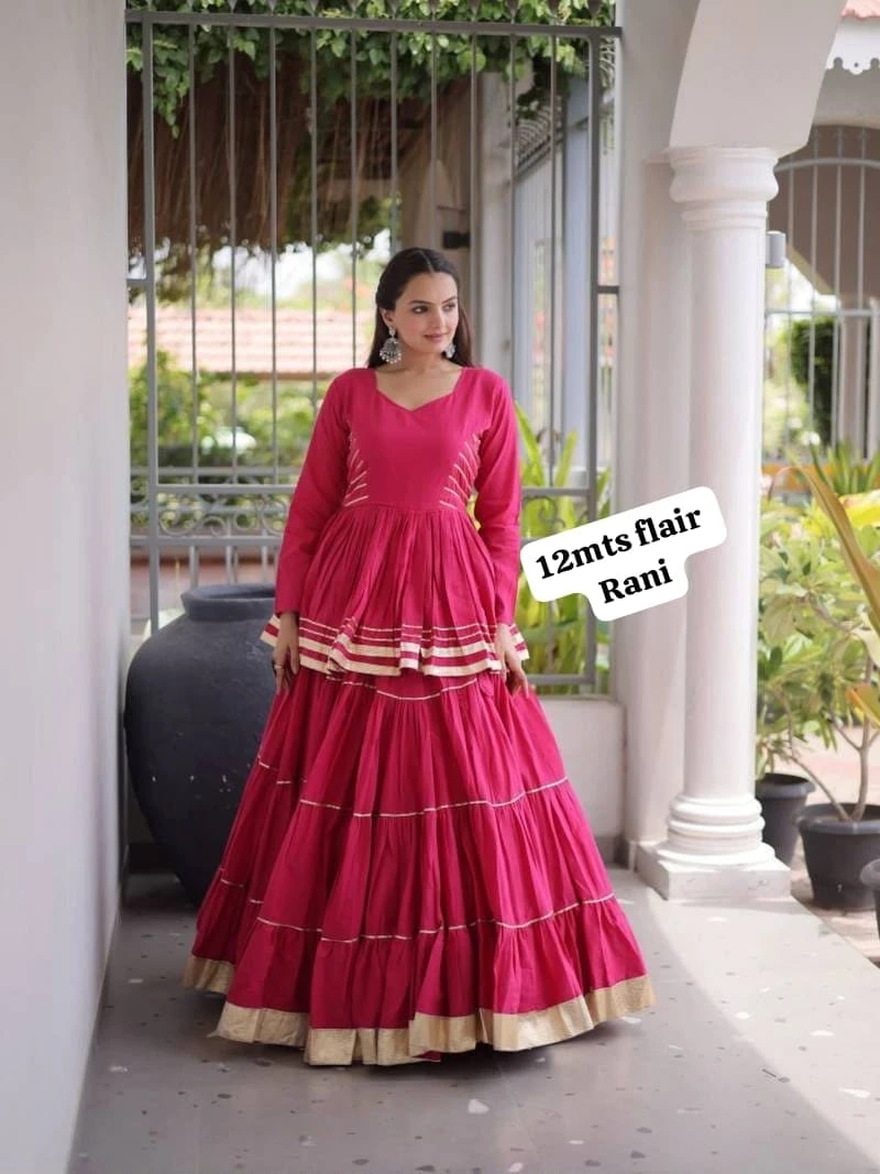 Reyon Cotton Peplum Lehenga Choli With Gota Patti And Lace Work 6