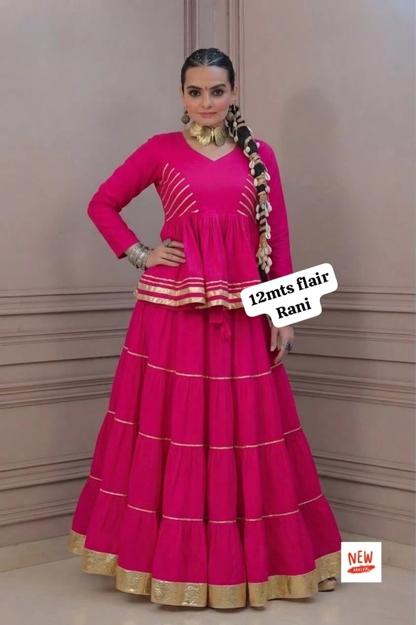 Reyon Cotton Peplum Lehenga Choli With Gota Patti And Lace Work 7