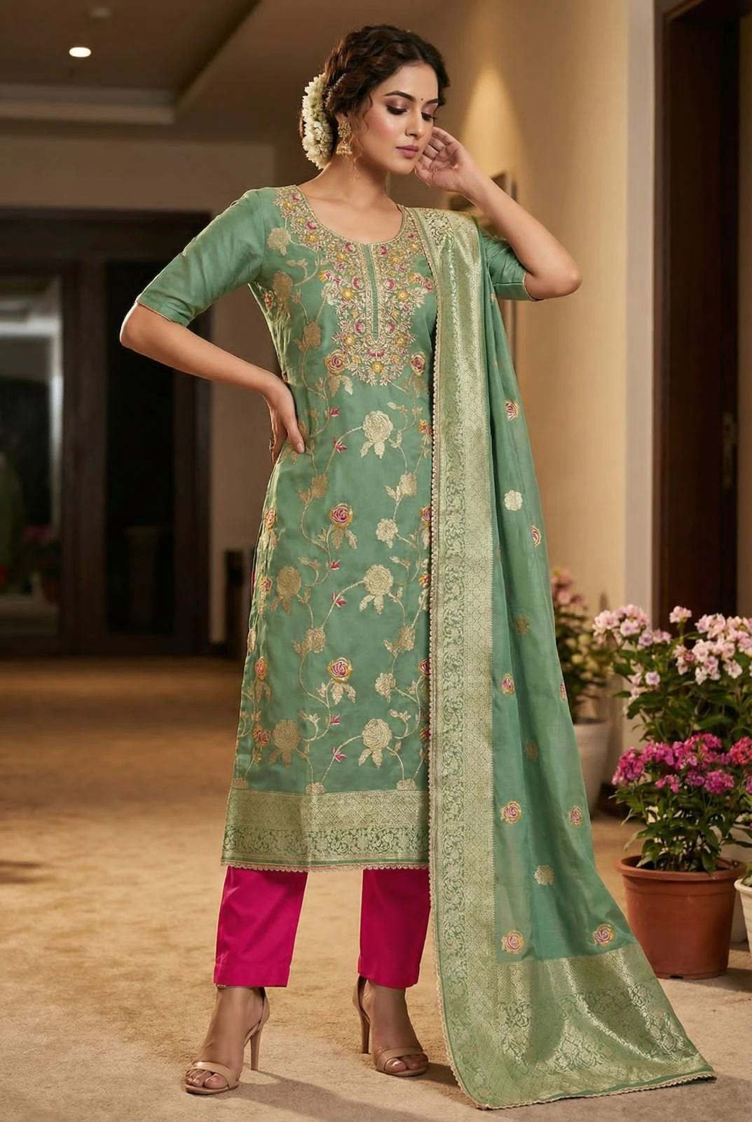 Rimzim Vol-22 Banarasi Cotton Silk Readymade Suit With Hand Work 5