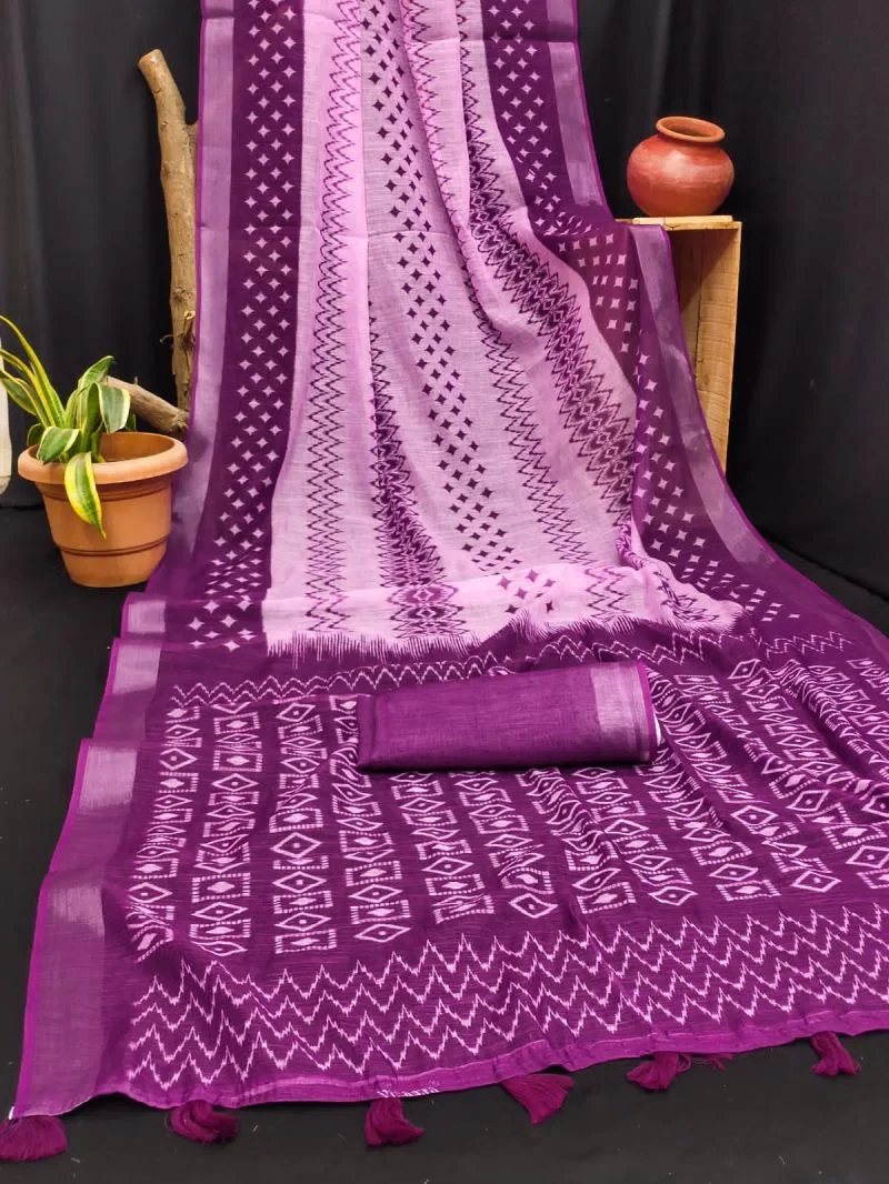 Rockstar Vol 1 Cotton Ikkat Printed Zari Border Saree Collection 11