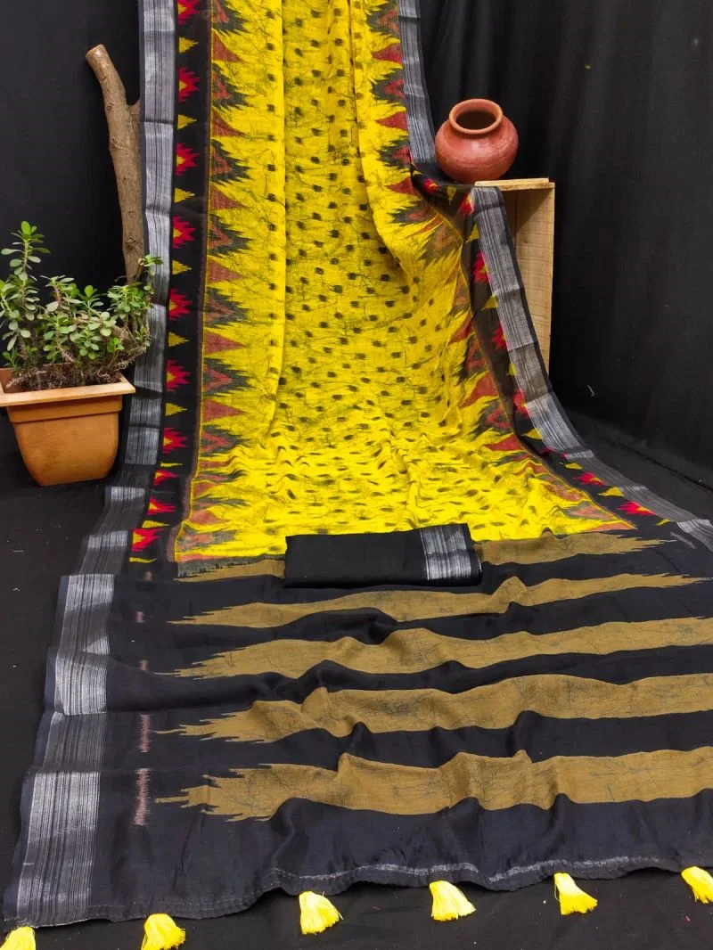 Rockstar Vol 1 Cotton Ikkat Printed Zari Border Saree Collection 7