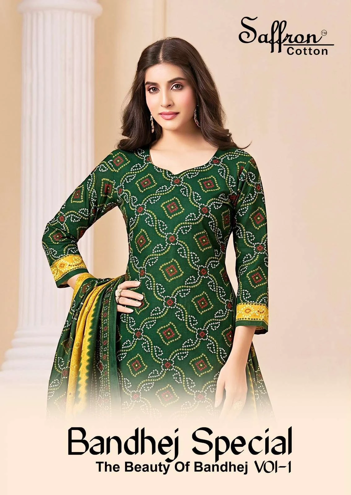 Saffron Cotton Bandhej Special 1