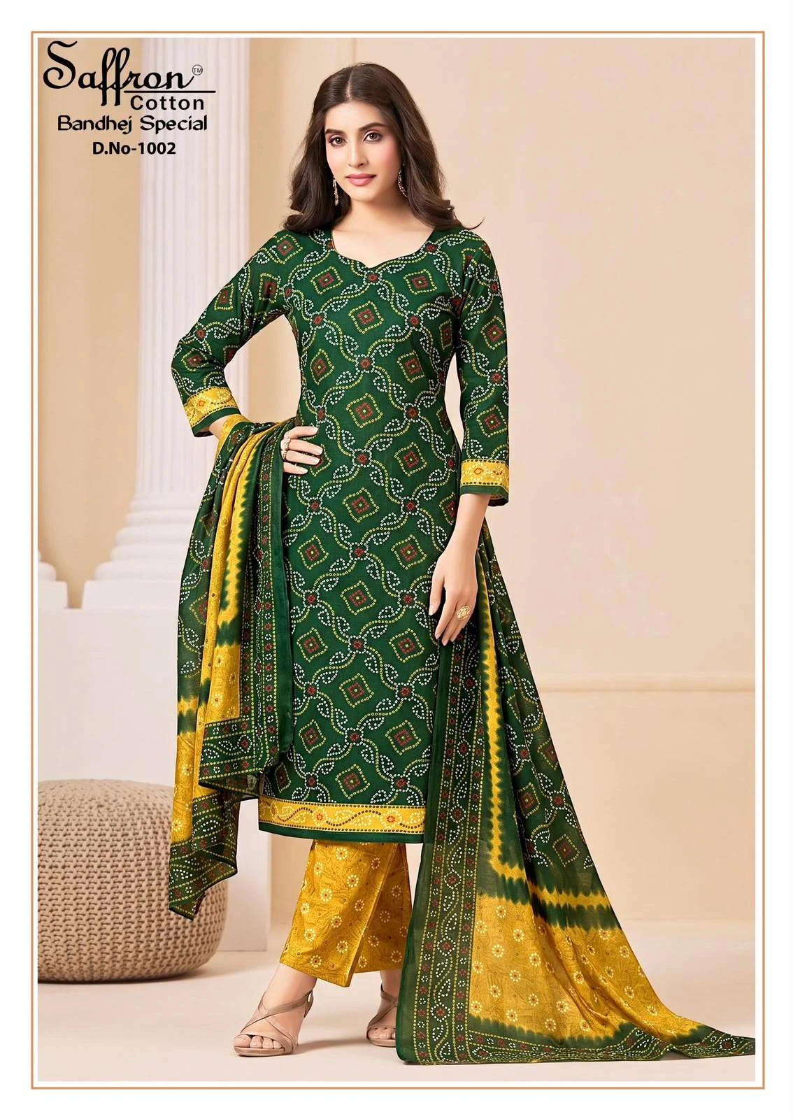Saffron Cotton Bandhej Special 3