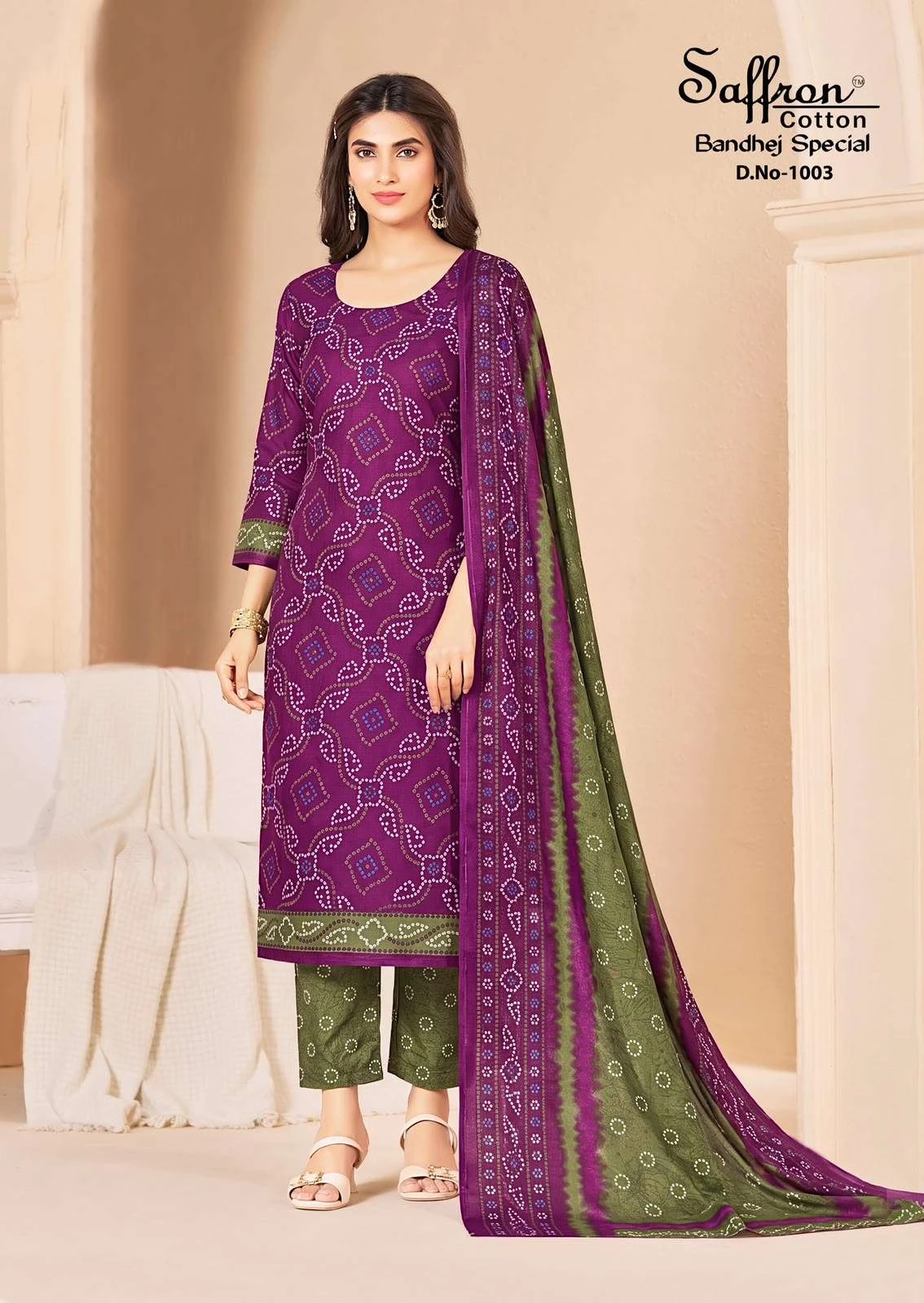 Saffron Cotton Bandhej Special 4
