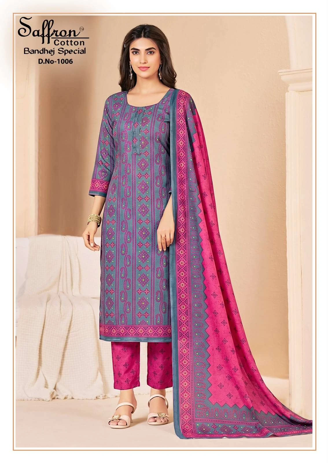 Saffron Cotton Bandhej Special 7