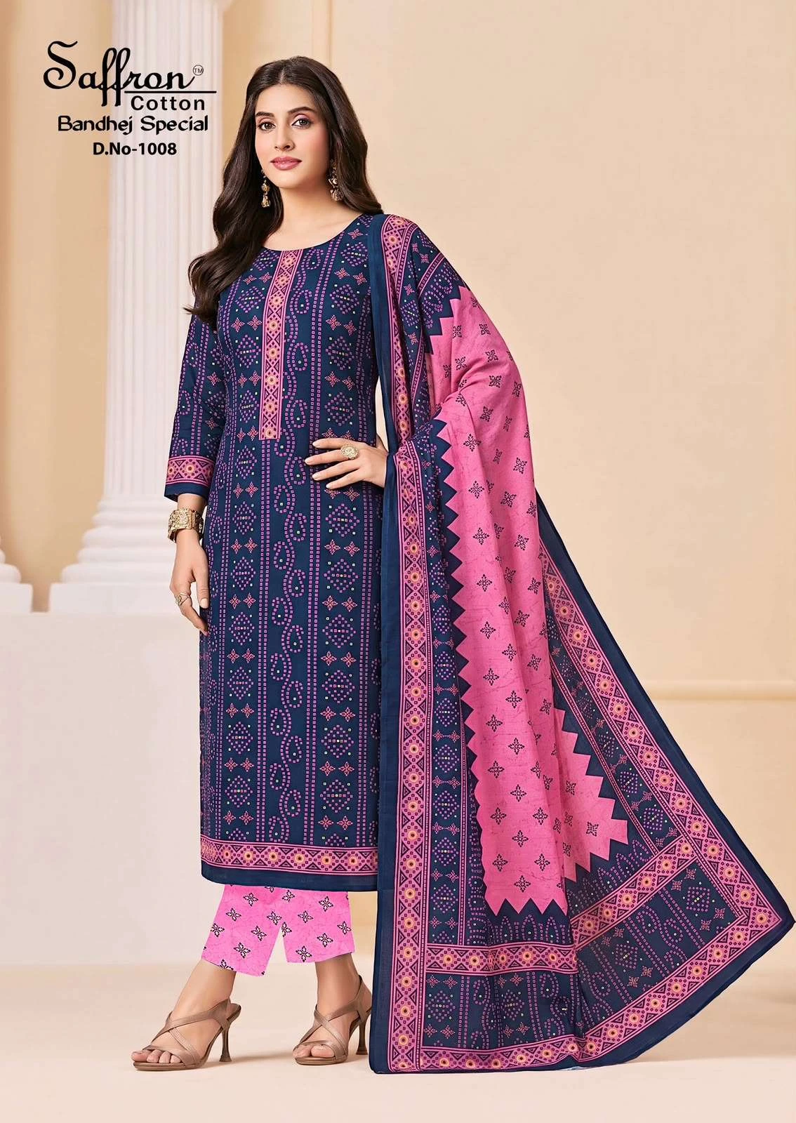 Saffron Cotton Bandhej Special 9