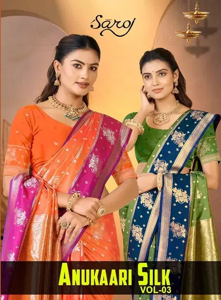 Saroj Anukaari Silk Vol 3 Silk Zari Weaving Saree Collection