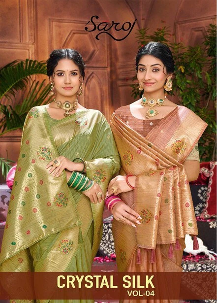 Saroj Crystal Silk Vol 4 Silk Party Wear Saree Collection