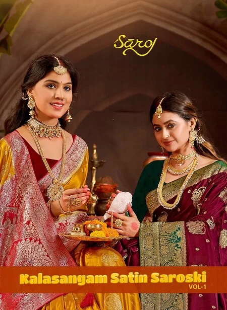 Saroj Kalasangam Satin Saroski Vol 1 Satin Silk Saree 1