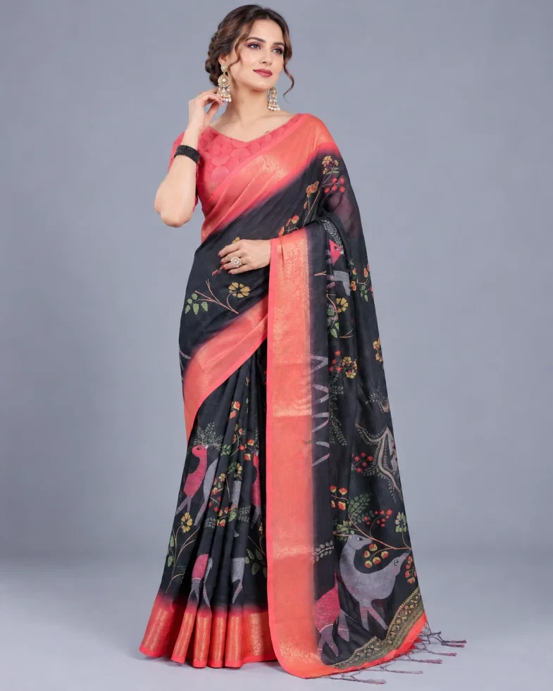 Schc Swara G Linen Handloom Weaving Saree Collection