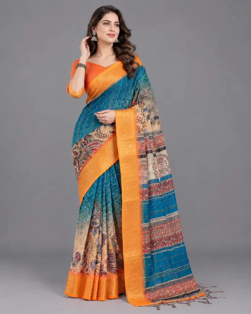 Schc Swara H Linen Zari Border Saree Collection