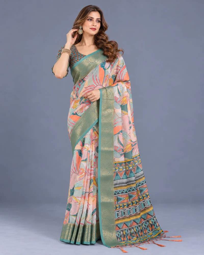 Schc Swara H Linen Zari Border Saree Collection 3