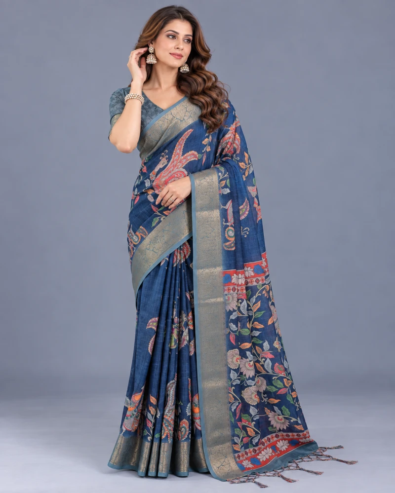 Schc Swara H Linen Zari Border Saree Collection 7