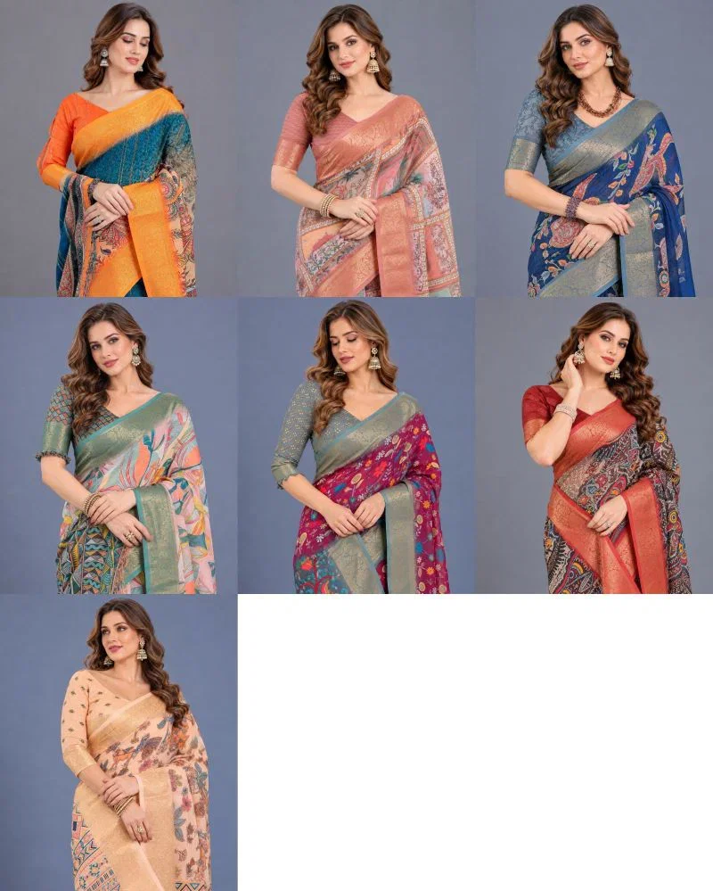 Schc Swara H Linen Zari Border Saree Collection 9