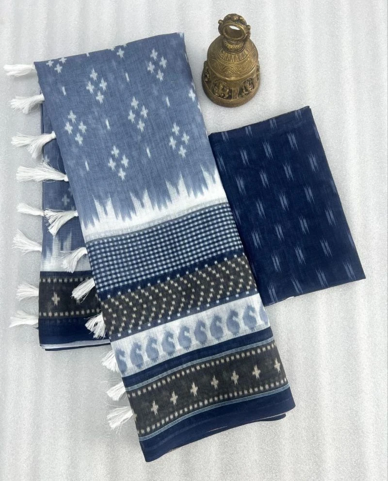 Sckr Ikkat E Linen Woven Ikkat Printed Saree Collection 10