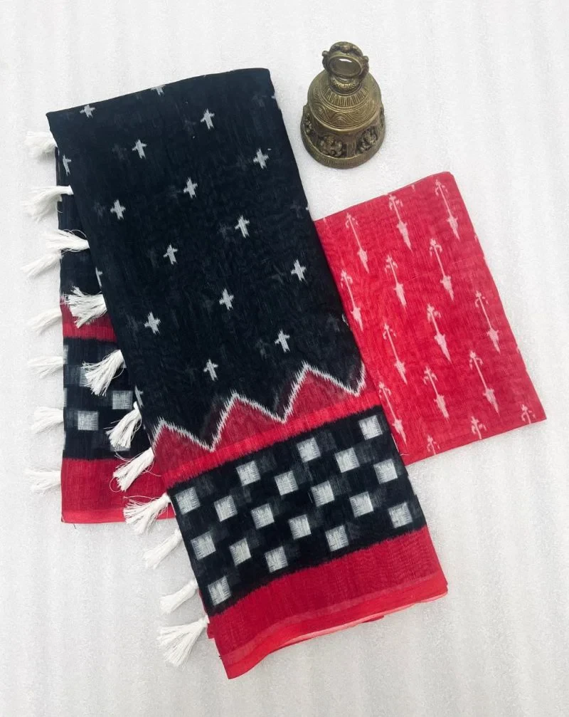 Sckr Ikkat E Linen Woven Ikkat Printed Saree Collection 11
