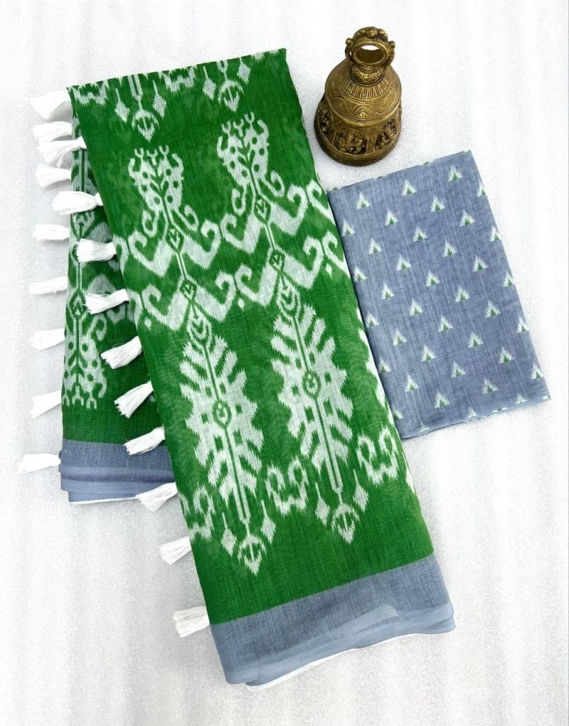 Sckr Ikkat E Linen Woven Ikkat Printed Saree Collection 2