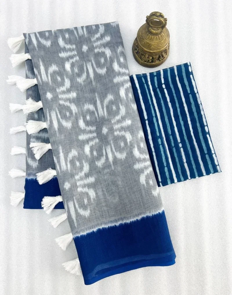 Sckr Ikkat E Linen Woven Ikkat Printed Saree Collection 3