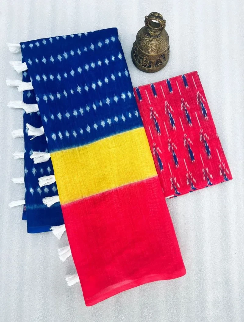 Sckr Ikkat E Linen Woven Ikkat Printed Saree Collection 6