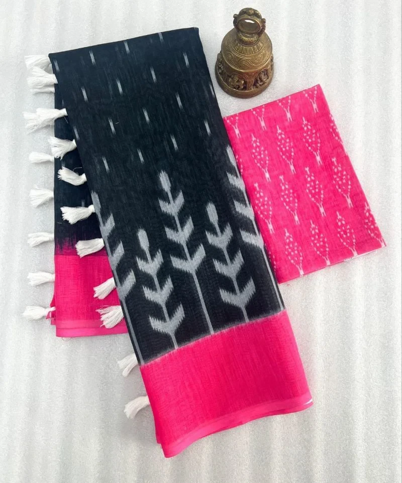 Sckr Ikkat E Linen Woven Ikkat Printed Saree Collection 7