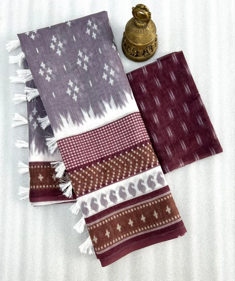 Sckr Ikkat E Linen Woven Ikkat Printed Saree Collection 8