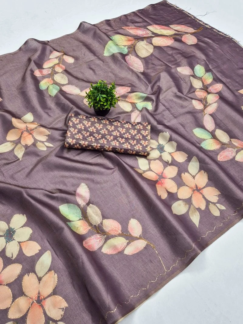 Scwt Erode Cotton Two Tone Aari Worked Saree Collection 2