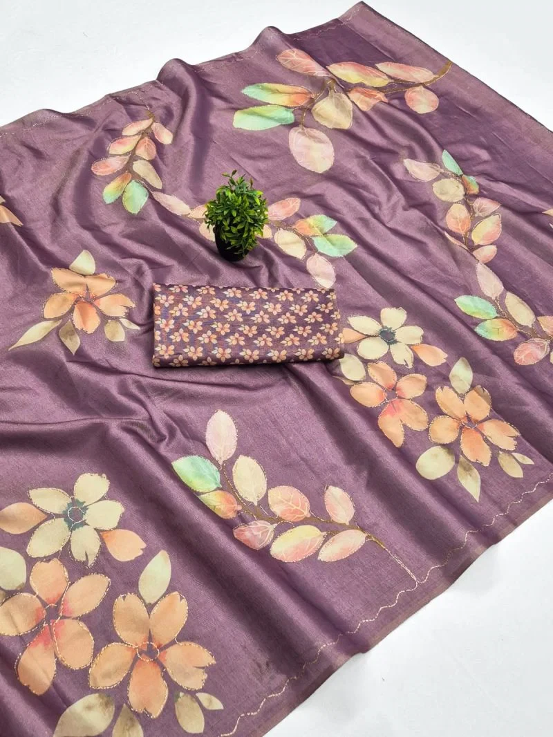 Scwt Erode Cotton Two Tone Aari Worked Saree Collection 3