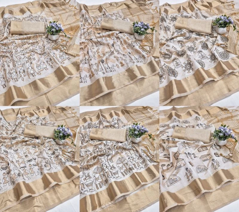 Scwt Warli B Assam Silk Embroidered Saree Collection 8