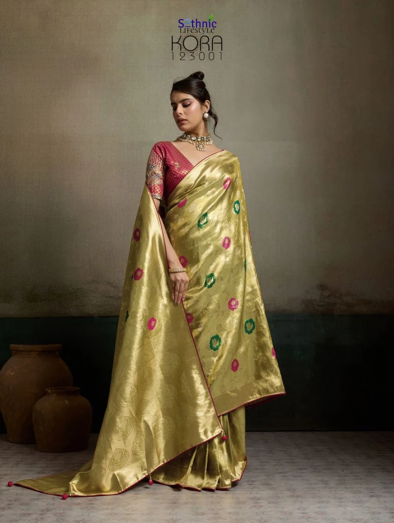 Sethnic Kora Tissue Banarasi Silk Jacquard With Meenakari Work Saree Collection 2