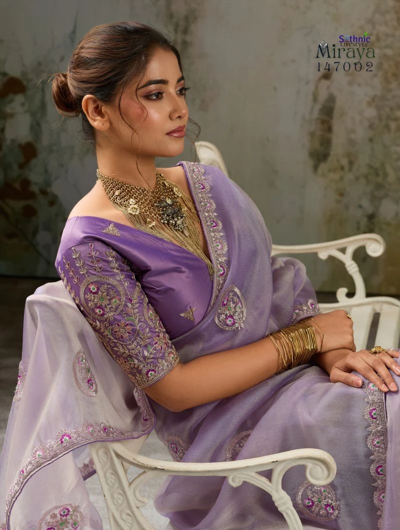 Sethnic Miraya Metallic Tissue Pita Zari And Thread Work Saree Collection 10