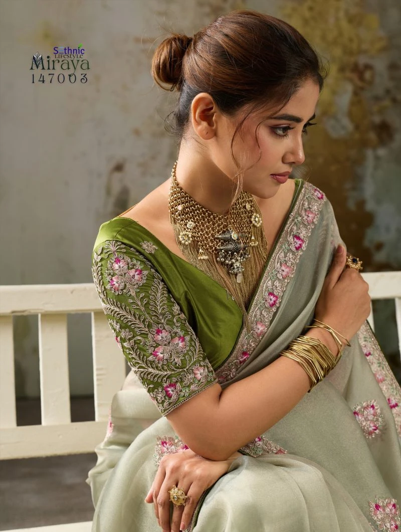 Sethnic Miraya Metallic Tissue Pita Zari And Thread Work Saree Collection 11