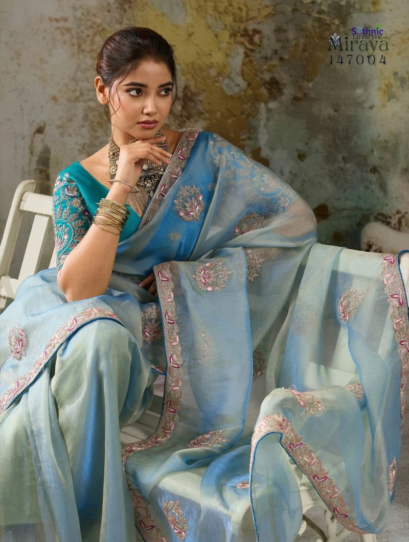 Sethnic Miraya Metallic Tissue Pita Zari And Thread Work Saree Collection 12