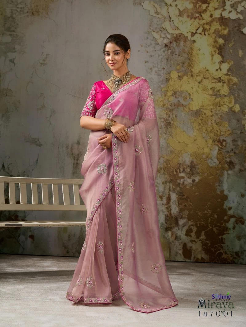 Sethnic Miraya Metallic Tissue Pita Zari And Thread Work Saree Collection 2