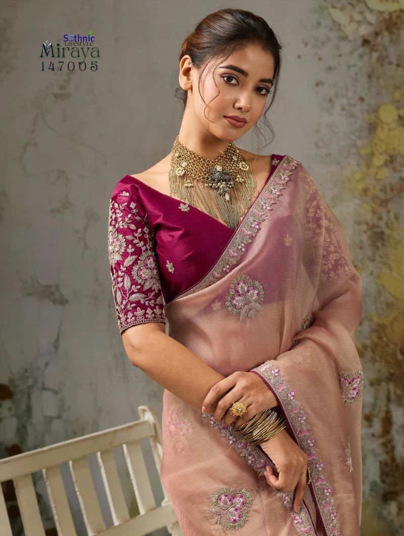 Sethnic Miraya Metallic Tissue Pita Zari And Thread Work Saree Collection 3