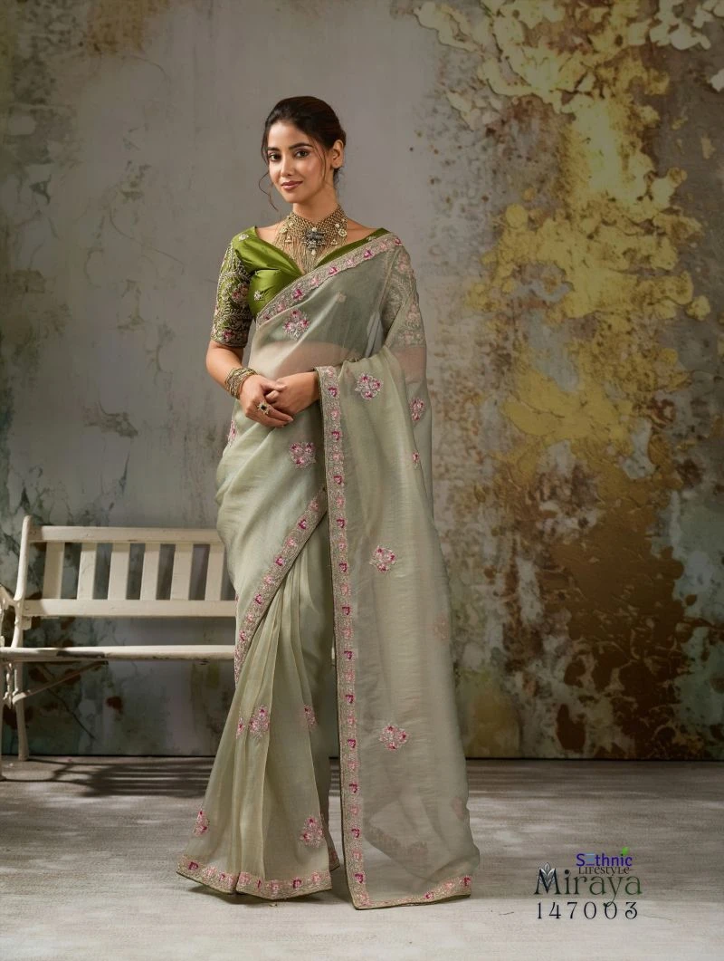Sethnic Miraya Metallic Tissue Pita Zari And Thread Work Saree Collection 6